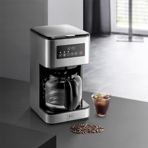 Melitta Aroma Tocco PLUS Programmable Stainless Steel Coffee Maker | 12-Cup Glass Carafe | LCD display, Touch-Screen Drip Coffee Machine with touch & Aroma control | For both Iced & Hot Drip Coffee.