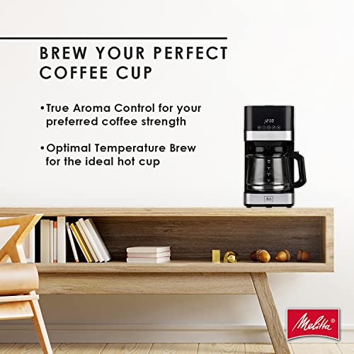 Melitta Aroma Tocco Glass Drip Coffee Maker | Programmable Coffee Machine | Glass Carafe Coffee Pot | 10 Cup Coffee Maker | Glass Touch Control Panel | Stainless Steel accented Coffee Maker