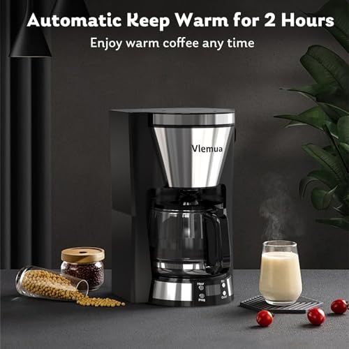 Fangflower Coffee Maker with 10-Cup Programmable, Automatic Drip, Timer, Auto Shut Off, Smart Anti-Drip System, Keep-warm Plate, Electric Filter, Quick Brew Coffee Machine