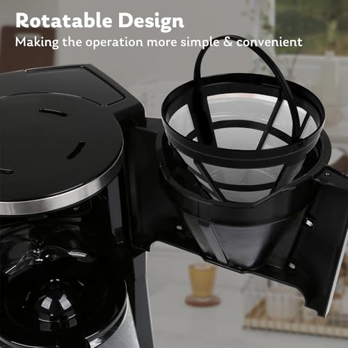 Fangflower Coffee Maker with 10-Cup Programmable, Automatic Drip, Timer, Auto Shut Off, Smart Anti-Drip System, Keep-warm Plate, Electric Filter, Quick Brew Coffee Machine