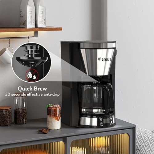 Fangflower Coffee Maker with 10-Cup Programmable, Automatic Drip, Timer, Auto Shut Off, Smart Anti-Drip System, Keep-warm Plate, Electric Filter, Quick Brew Coffee Machine