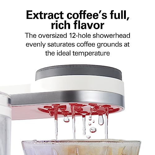 Hamilton Beach Craft Programmable Automatic Coffee Maker Brewer or Manual Pour Over Dripper with 5 Strengths and Integrated Scale, 8 Cups, Includes Cone Filter Set, White (46700)