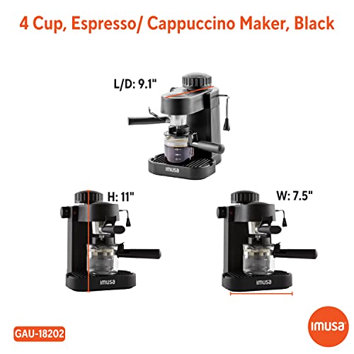IMUSA USA GAU-18202 4 Cup Espresso/Cappuccino Maker,Black