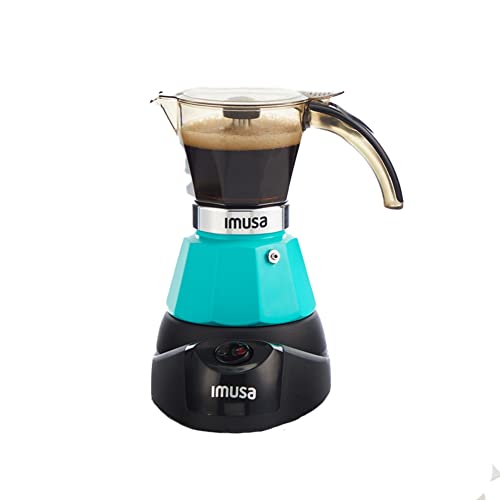 Imusa 2 or 3 Cup Electric Espresso Maker with Detachable Base, Teal