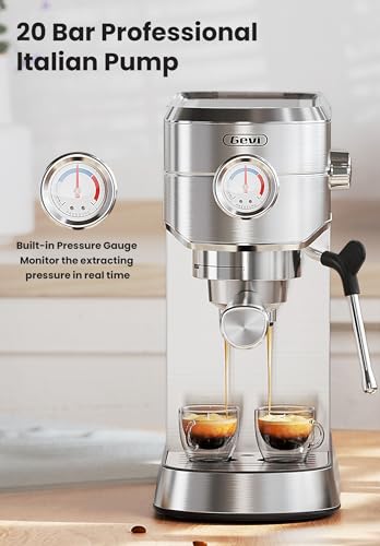 Gevi Espresso Machine 20 Bar, Professional Espresso Maker with Milk Frother Steam Wand, Compact Espresso Machines for Cappuccino, Latte, Commercial Espresso Machines & Coffee Makers