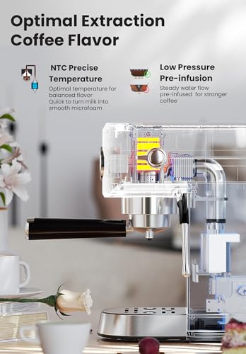 Gevi Espresso Machine 20 Bar, Professional Espresso Maker with Milk Frother Steam Wand, Compact Espresso Machines for Cappuccino, Latte, Commercial Espresso Machines & Coffee Makers