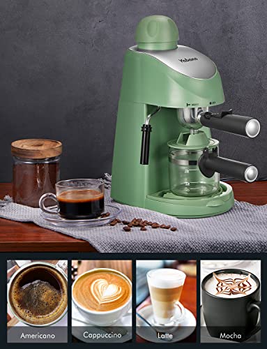 Yabano Espresso Machine, 3.5Bar Espresso Coffee Maker, Espresso and Cappuccino Machine with Milk Frother, Espresso Maker with Steamer (Green)