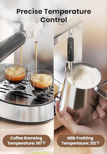 Gevi Espresso Machine 20 Bar, Professional Espresso Maker with Milk Frother Steam Wand, Compact Espresso Machines for Cappuccino, Latte, Commercial Espresso Machines & Coffee Makers