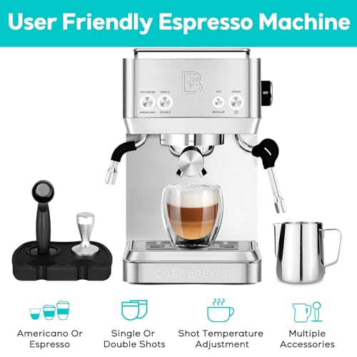 CASABREWS Espresso Machines with Milk Frother, 20 Bar Espresso Maker with Hot Water Wand for Americano, Latte, Cappuccino, Espresso Coffee Machine with Adjustable Temperature, Gift for Women Men