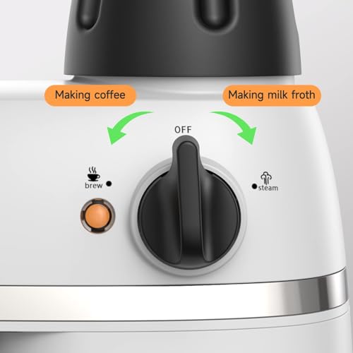 SOWTECH Espresso Coffee Machine Cappuccino Latte Maker 3.5 Bar 1-4 Cup with Steam Milk Frother White