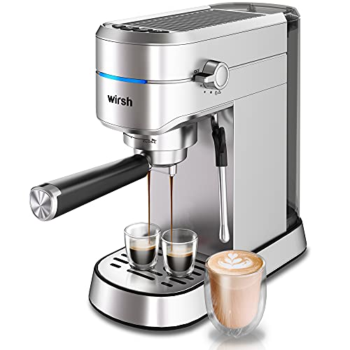 wirsh Espresso Machine,20 Bar Espresso Maker with Commercial Steamer for Latte and Cappuccino, Expresso Coffee Machine with 42 oz Removable Water Tank, Full Stainless Steel (Home Barista)