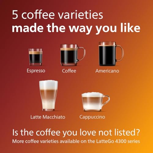 Philips 3200 Series Fully Automatic Espresso Machine - LatteGo Milk Frother & Iced Coffee, 5 Coffee Varieties, Intuitive Touch Display, Black, (EP3241/74)