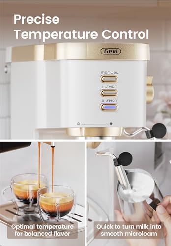 Gevi Espresso Machine 20 Bar High Pressure,compact espresso machines with Milk Frother Steam Wand,Professional Cappuccino,Latte,Macchiato Maker for home,espresso maker