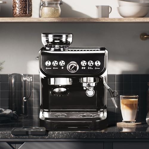 MIROX Espresso Machine 15 Bar, Coffee Maker With Milk Frother Steam Wand, Built-In Bean Grinder, Combo Cappuccino Machine with 70oz Removable Water Tank (ABS high-strength plastic shell)