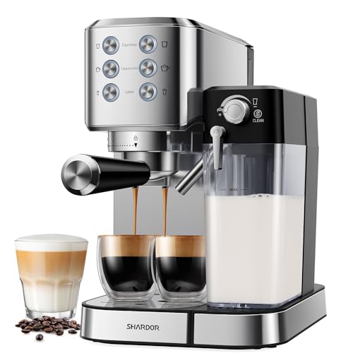 SHARDOR Espresso Machine 20 Bar for Home, Espresso Coffee Maker with Automatic Milk Frother for Cappuccino & Latte, 34 Oz Removable Water Tank, 1350W, Stainless Steel