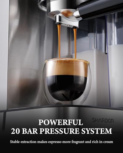 SHARDOR Espresso Machine 20 Bar for Home, Espresso Coffee Maker with Automatic Milk Frother for Cappuccino & Latte, 34 Oz Removable Water Tank, 1350W, Stainless Steel