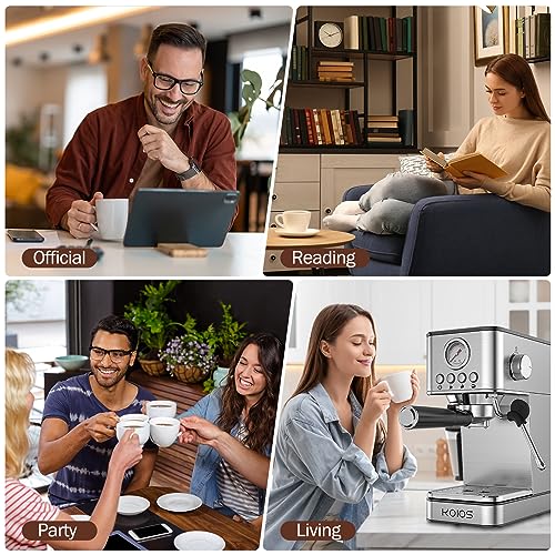 KOIOS Espresso Machines, Upgraded 1200W Espresso Maker with Foaming Steam Wand, 20 Bar Semi-Automatic Steam Espresso Coffee Maker for home, 58oz removable Water Tank, PID Control System