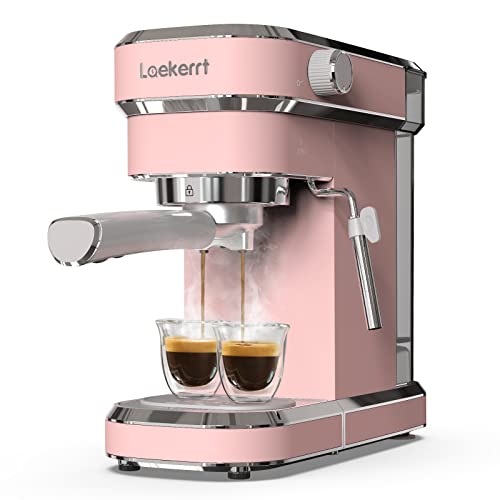 Laekerrt Professional Espresso Machine 20 Bar, Espresso Maker with Milk Frother Steam Wand, Stainless Steel Home Coffee Machines for Cappuccino and Latte, Gift for Women Wife Daughter or Mom, Pink