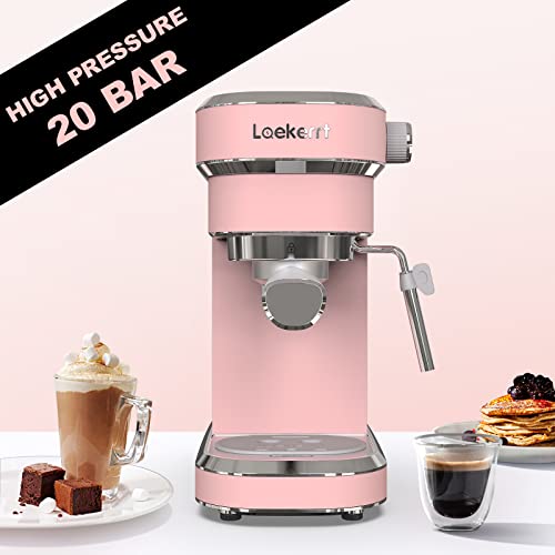 Laekerrt Professional Espresso Machine 20 Bar, Espresso Maker with Milk Frother Steam Wand, Stainless Steel Home Coffee Machines for Cappuccino and Latte, Gift for Women Wife Daughter or Mom, Pink