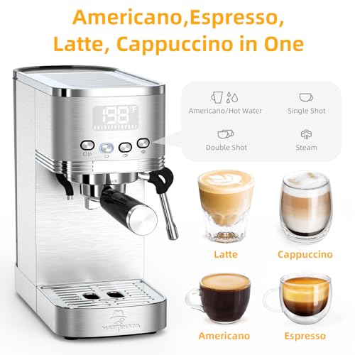 MAttinata Espresso Machine, 20 Espresso Maker with Hot Water Pipe and Commercial Steamer for Americano, Latte and Cappuccino