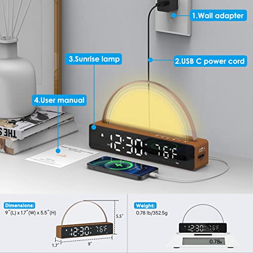 Sunrise Alarm Clock with USB Charger - Sleep Aid