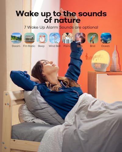 Sunrise Alarm Clock with Light, Sounds and Night Light