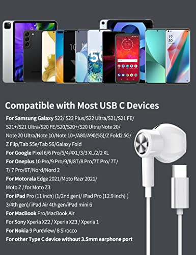 USB C Headphones for Galaxy S24 Ultra S23 FE