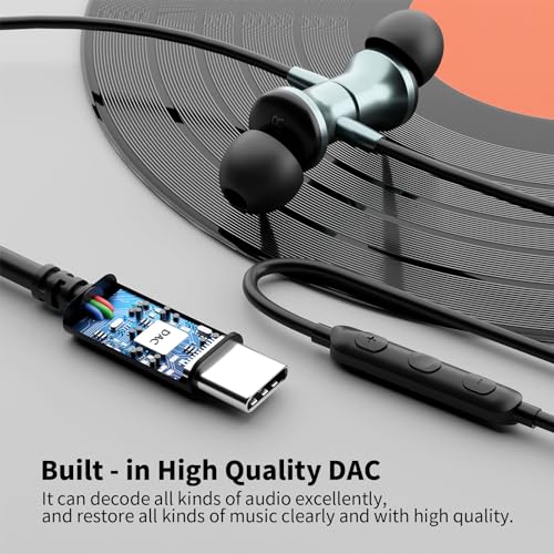 USB C Wired Earbuds with Mic for Galaxy S24 S23 FE Oneplus Open 12, USB Type C Headphones Magnetic in-Ear Noise Canceling Earphones Headset for iPad iPhone 15 Samsung Z Flip Fold 5 S22 S21 Pixel 8 7 6