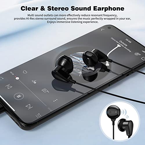 ACAGET USB Type C Headphones for Samsung S24 S23 S22 Ultra S21 FE A54 Galaxy Z Fold 5 Flip 4 Setero Android Earphones Headset with Microphone Wired USB C Earbuds for iPhone 15 Pro Max iPad Pro Black