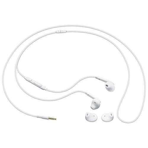 SAMSUNG Samung Wired Earbuds Original 3.5mm in-Ear Headphones Galaxy S10, S10 Plus, S10e Plus, Note 10, A71, A31 - Microphone & Volume Remote - Includes Black Velvet Carrying Pouch - White