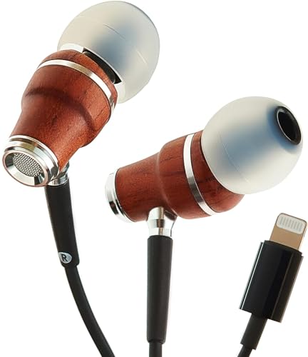 Symphonized MFI Wired Headphones for iPhone, Wooden Lightning Headphones, Wired Earbuds for iPhone with Apple Certified Lightning and Built-in Mic