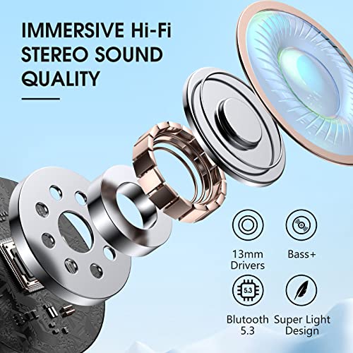 Wireless Earbuds Bluetooth 5.3 Headphones 40Hrs Playtime with LED Display for iphone and Android, Wireless earphones Deep Bass and Noise cancelling Bluetooth Ear Buds with IPX7 Waterproof, Fast Charge