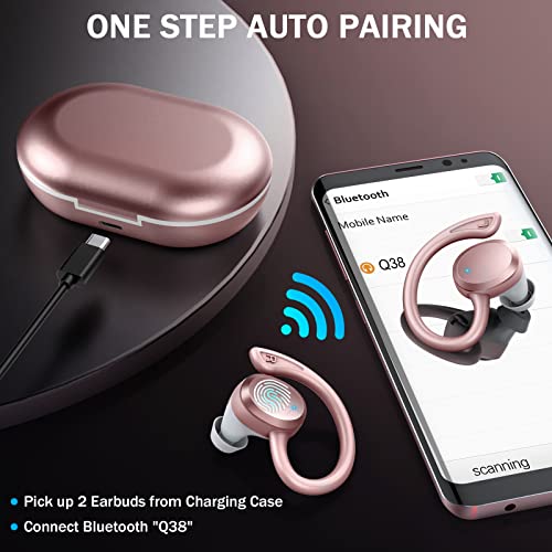 Headphones, Bluetooth 5.3 with Immersive HiFi Stereo, 2023 New 48Hrs Wireless Ear Buds Over Ear, ENC Mic, Comfortable Sport Earhooks, IP7 Waterproof in Ear Earphones