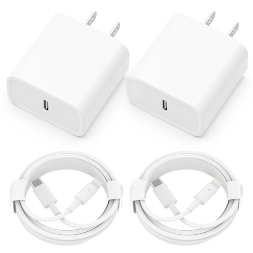 Phone Charger [MFi Certified] 2 Pack 20W PD USB C Wall Fast Charger Adapter with 2 Pack 6FT Type C to Lightning Cable Compatible for iPhone 14 13 12 11 Pro Max XR XS X,iPad