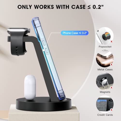 3 in 1 Charging Station for iPhone, Wireless Charger for iPhone 15 14 13 12 11 X Pro Max & Apple Watch - Charging Stand Dock for AirPods