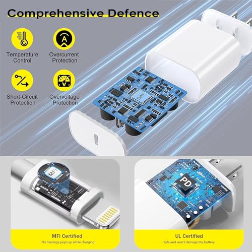 Fast Charger iPhone,iPhone Charger Cable,3Pack iPhone Charger Fast Charging 6Foot iPhone Charging USB C Charger Adapter 6FT Type C to Lightning Cable for iPhone 14 Pro Max/14 Plus/13/12 Mini/11/XS/SE