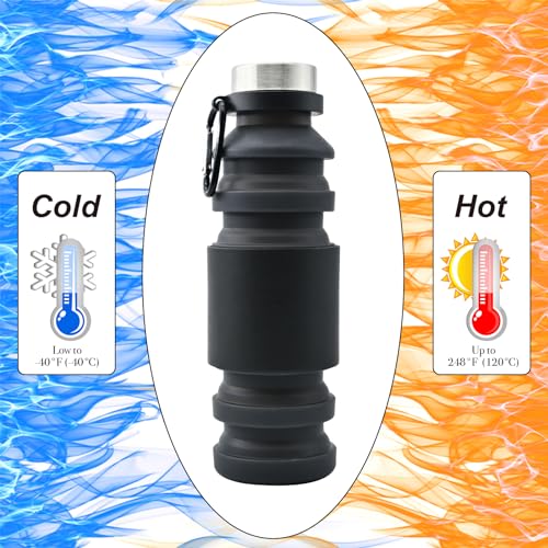 Mitour Collapsible Water Bottles Cups - 550ml Reusable BPA Free Silicone Foldable Travel Water Bottle Cup Sports & Fitness Essential for Running,Travel, and Gym Camping Hiking Lightweight Durable