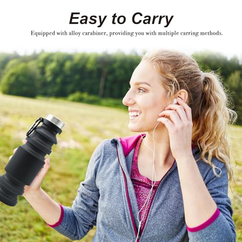 Mitour Collapsible Water Bottles Cups - 550ml Reusable BPA Free Silicone Foldable Travel Water Bottle Cup Sports & Fitness Essential for Running,Travel, and Gym Camping Hiking Lightweight Durable