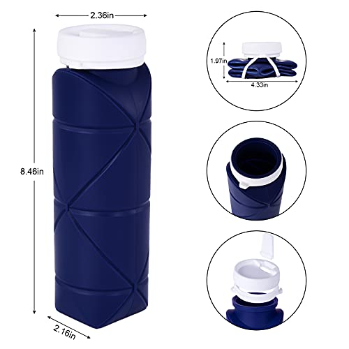 SPECIAL MADE Collapsible Water Bottles Leakproof Valve Reuseable BPA Free Silicone Foldable Water Bottle for Gym Camping Hiking Travel Sports Lightweight Durable 20oz (4 color mix 2nd version)