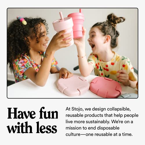 STOJO Jr Collapsible Travel Cup with Straw for Kids - Lilac Purple, 8oz / 250ml - Leak-Proof Reusable To-Go Pocket Size Silicone Bottle for Hot & Cold Drinks - Camping & Hiking - Dishwasher Safe