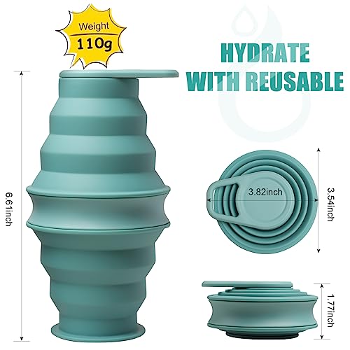 Opard Collapsible Water Bottles 17 Oz BPA Free Leak Proof Foldable Silicone Bottle with Anti-Collapse Ring for Travel Camping Hiking Running Sport
