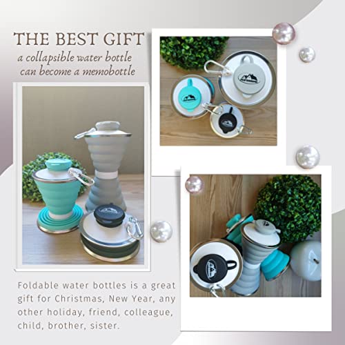 Collapsible water bottles for travel 500 ml, Foldable sports water bottles, small silicone reusable portable water bottle 17 Oz, collapsible water cups for sports hiking running, BPA Free, black