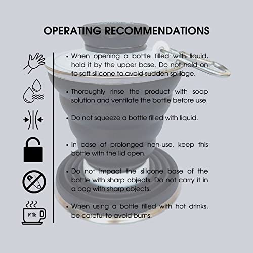 Collapsible water bottles for travel 500 ml, Foldable sports water bottles, small silicone reusable portable water bottle 17 Oz, collapsible water cups for sports hiking running, BPA Free, black