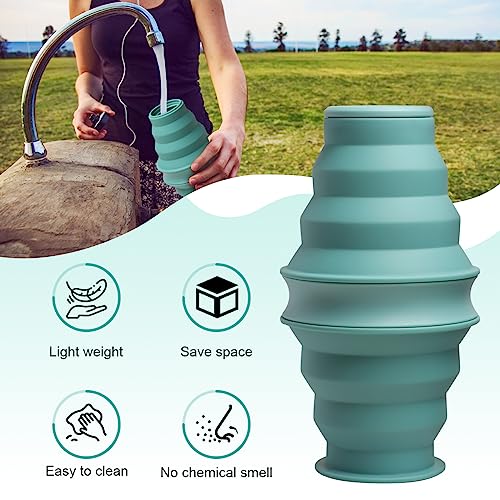 Opard Collapsible Water Bottles 17 Oz BPA Free Leak Proof Foldable Silicone Bottle with Anti-Collapse Ring for Travel Camping Hiking Running Sport
