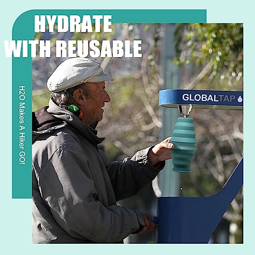 Opard Collapsible Water Bottles 17 Oz BPA Free Leak Proof Foldable Silicone Bottle with Anti-Collapse Ring for Travel Camping Hiking Running Sport