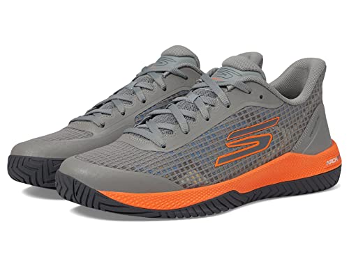 Skechers Men's Viper Court Pickleball Shoes, Grey/Orange