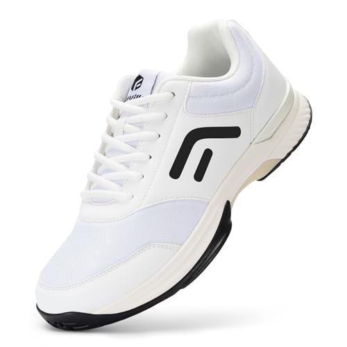 FitVille Men's Pickleball Shoes with Arch Support - White