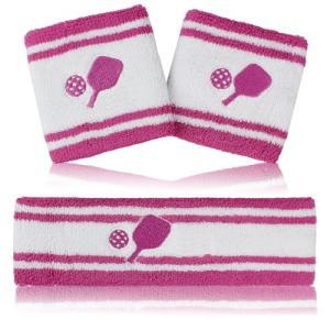 KOFULL Pickleball Sweatbands and Headbands Set, Pink