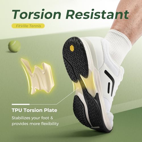 Men's Wide Pickleball Shoes with Arch Support-Tennis V3