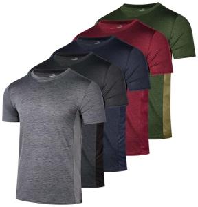 Men's Quick Dry Crew Neck Athletic T-Shirt 5-Pack